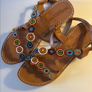 Sundance Catalog Brown Beaded Sandals
